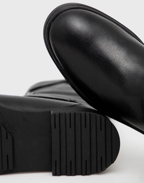 Черни дамски ботуши от естествена кожа Calvin Klein без ток